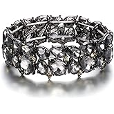 EVER FAITH Women's Wedding Party Jewelry Austrian Crystal 2 Layer Teardrop Stretch Bracelet for Her