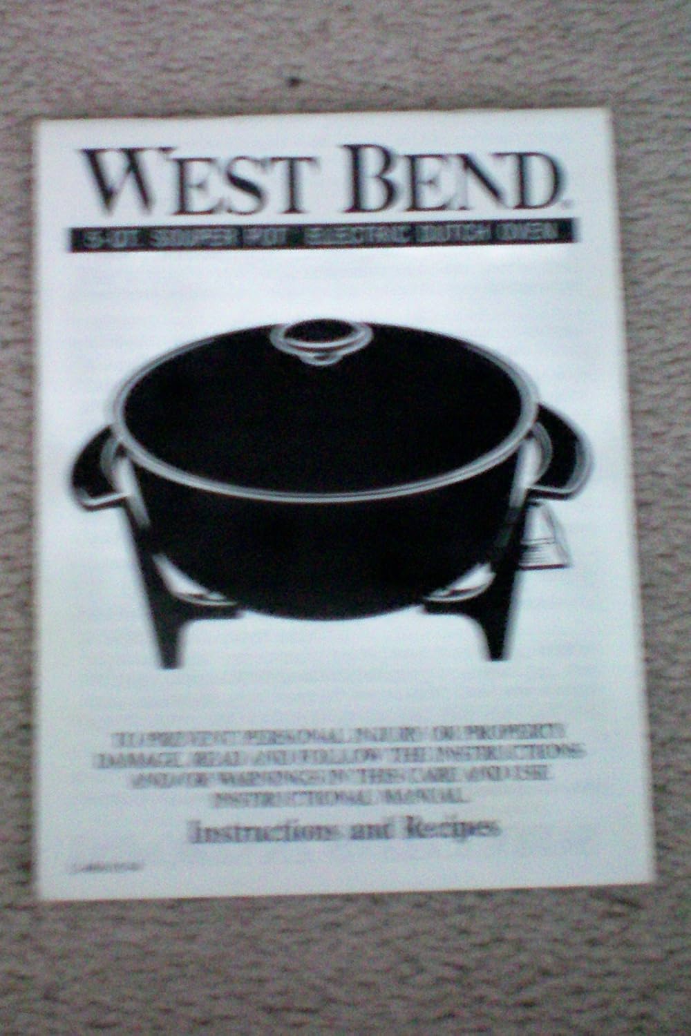 Amazon.com : West Bend Instructions and Recipes for 5 Qt. Souper Pot  Electric Dutch Oven : Other Products : Everything Else