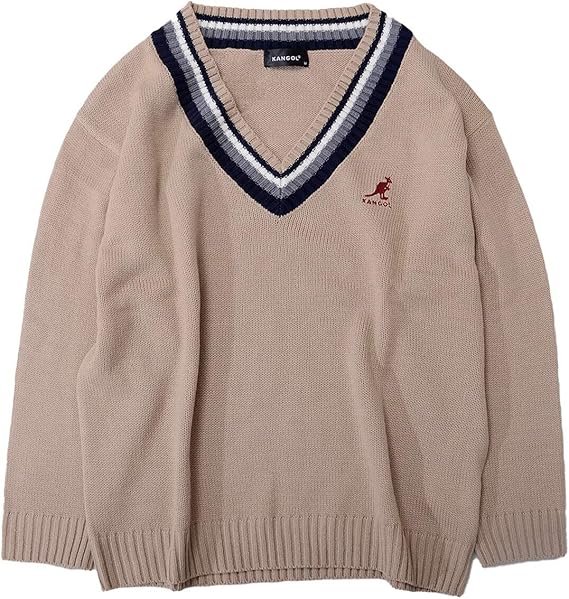 Amazon Kangol カンゴール ニット レディース セーター Vネック 長袖 ロゴ ロゴ刺繍 ブランド トップス インナー Y7060n セーター 通販
