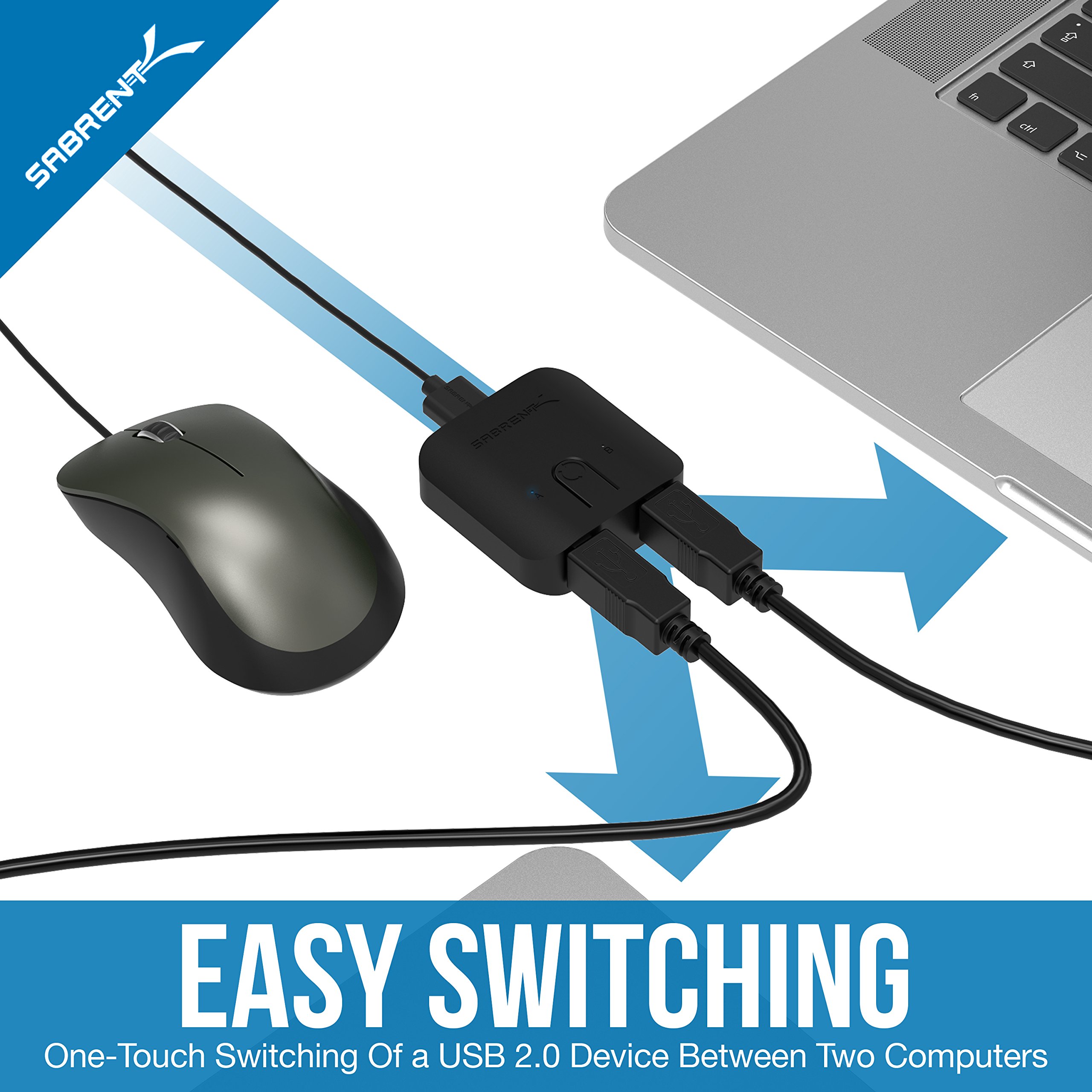 SABRENT USB 2.0 Sharing Switch for Multiple Computers and Peripherals LED Device Indicators (USB-SW20)
