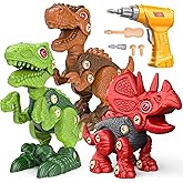 Sanlebi Toy for 4 5 6 7 Year Old Boys Take Apart Dinosaur Toys for Kids Building Toy Set with Electric Drill Construction Eng