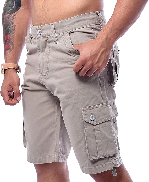 calça cargo em brim sarja 6 bolsos