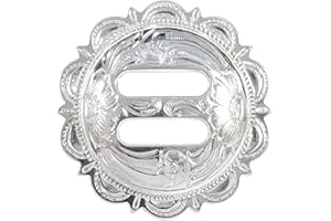 Western Leathercraft Saddle Headstall Art Belt Biker Tack Scalloped Slot Conchos 1-1/2" (Pack of 10PCS) - Bright Silver