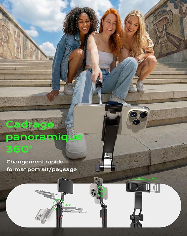 Trepied Smartphone et Perche à Selfie, 170cm Trépied Téléphone Portable avec Télécommande sans Fil, Compatible avec iPhone et Android