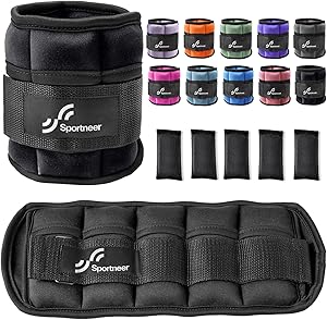Sportneer Verstellbare Knöchelgewichte: 1 Paar 0,9/1,8/2,7/3,6/4,5 kg Handgelenkgewichte Beingewichte für Frauen Männer Gym Fitness Workout Walking Joggen 2,2 kg pro Knöchel, 4,5 kg pro Paar