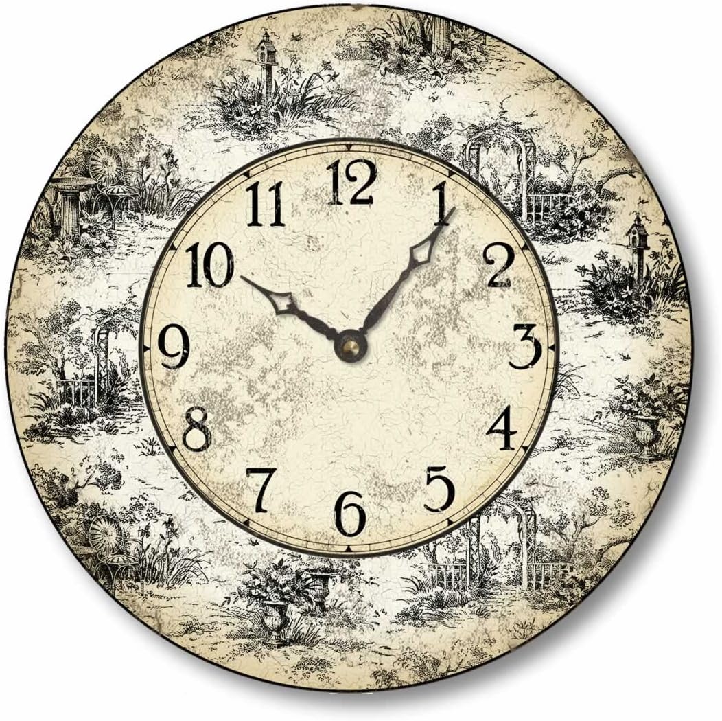 Fairy Freckles StudiosItem C6021 Vintage Style 10.5 Inch French Toile Wall Clock
