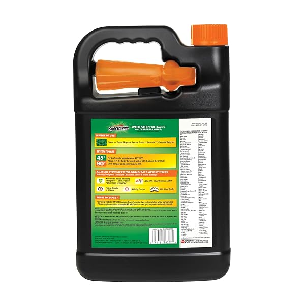 SPECTRACIDE WEED STOP FOR LAWNS PLUS CRABGRASS KILLER, 1 GALLON, READY-TO-USE FORMULA KILLS MORE THAN 470 TYPES OF WEEDS AS LISTED INCLUDING DANDELION, CHICKWEED, CLOVER, CRABGRASS AND YELLOW NUTSEDGE