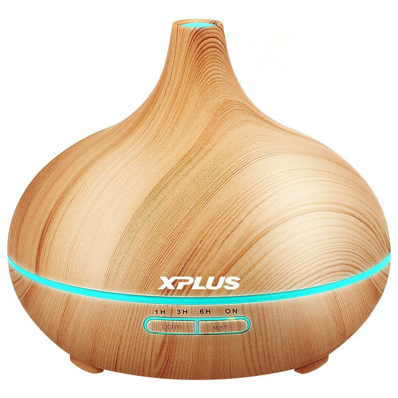 Essential Oil Diffuser,XPLUS 300ml Wood Grain Ultrasonic Cool Mist Humidifier With Adjustable Mist Mode,Multi-Color Light and Waterless Auto Shut-Off for Office Home Bedroom Living Room Study Yoga Spa (Wood Grain)