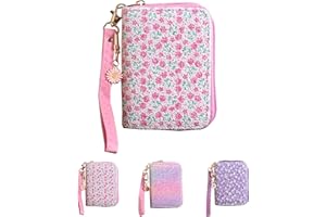 AACKS Flower Wallets with Strap Little Girls Flower Coin Pouch Small Cute Wallet for Teen Girls with Coin Pocket Cherry Fruit Wallet