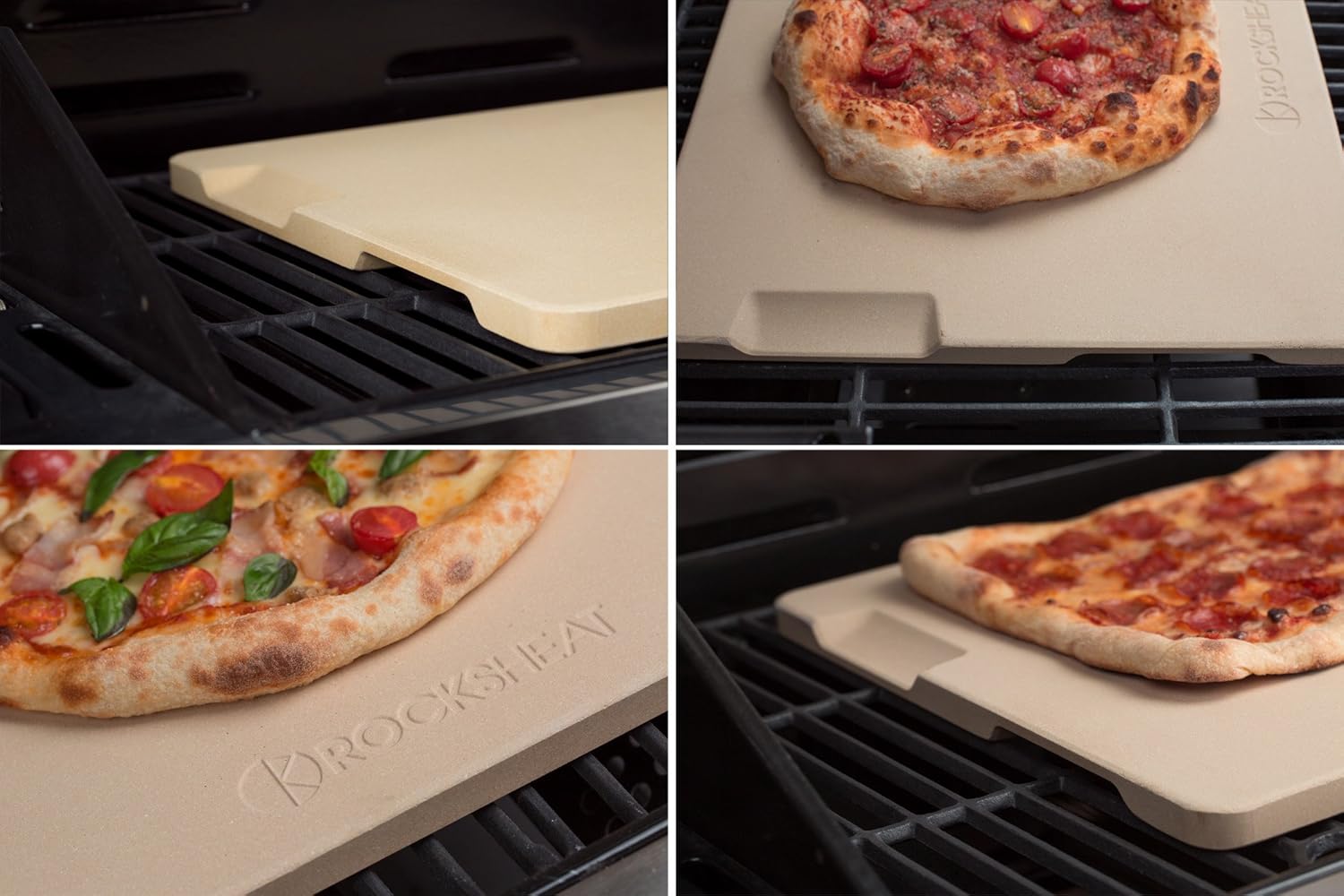 Pizza Stone Baking & Grilling Stone, Perfect for Oven, BBQ and Grill. Innovative Double - faced Built - in 4 Handles Design (14" x 16" x 0.67" Rectangular) : Garden & Outdoor
