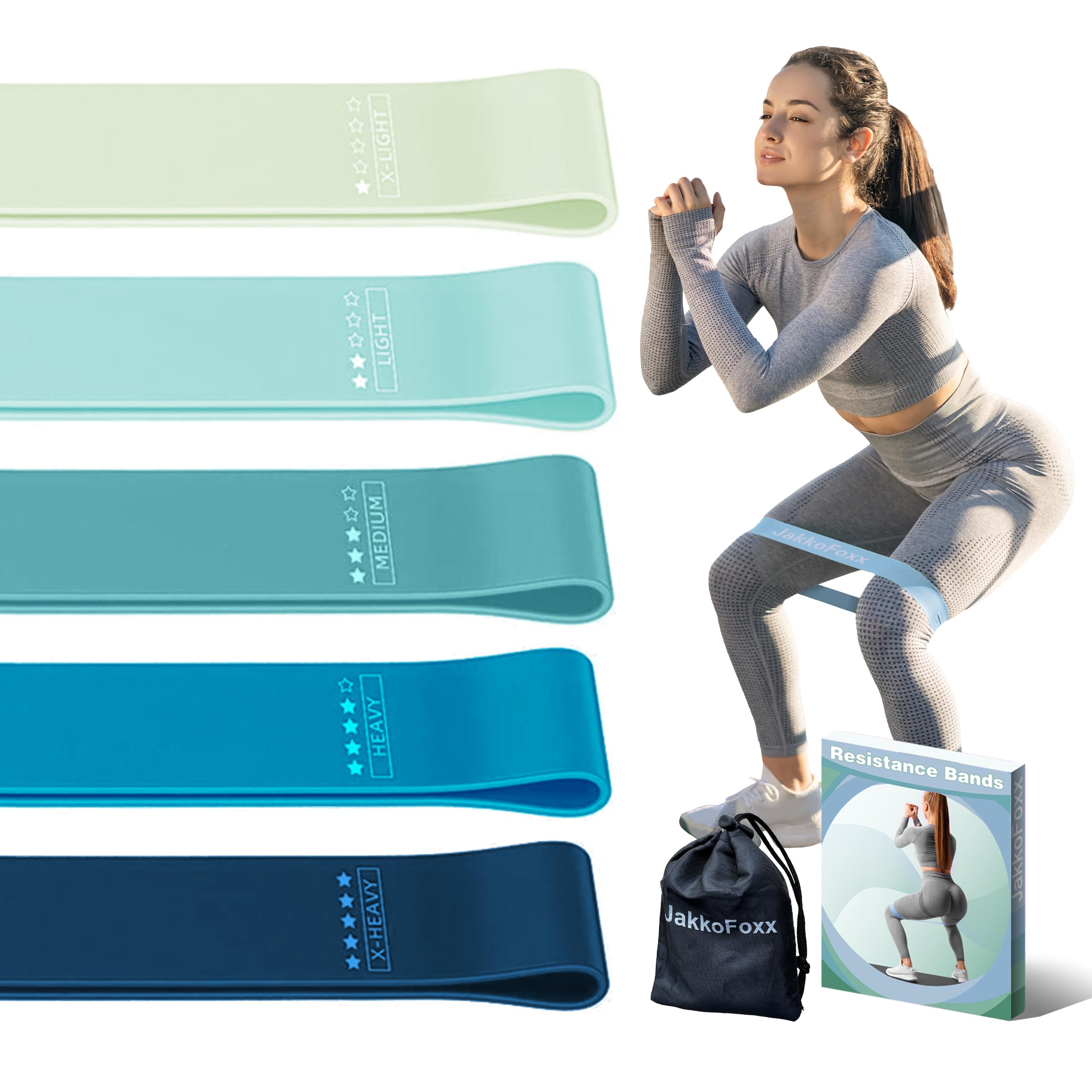 Photo 1 of Resistance Loop Exercise Bands, Resistance Bands Exercise Bands for Home Fitness, Stretching, Strength Training, Physical Therapy,Elastic Workout Bands for Women Men Kids, Set of 5 (Blue)