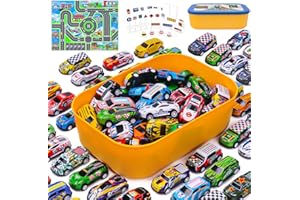 LEDORR 80 Pack Pull Back Toy Cars, Christmas Stocking Stuffers for Kids, Toddler Toys, Toy Cars w Storage Box, Party Favors for Kids, Mini Toys Race Cars Bulk, Gift for Boys Girls Toddlers 3 4 5 6 Year Old