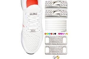 Elastic No Tie Shoe Laces with Bling Diamond Locks & Charms for Women's Sneakers