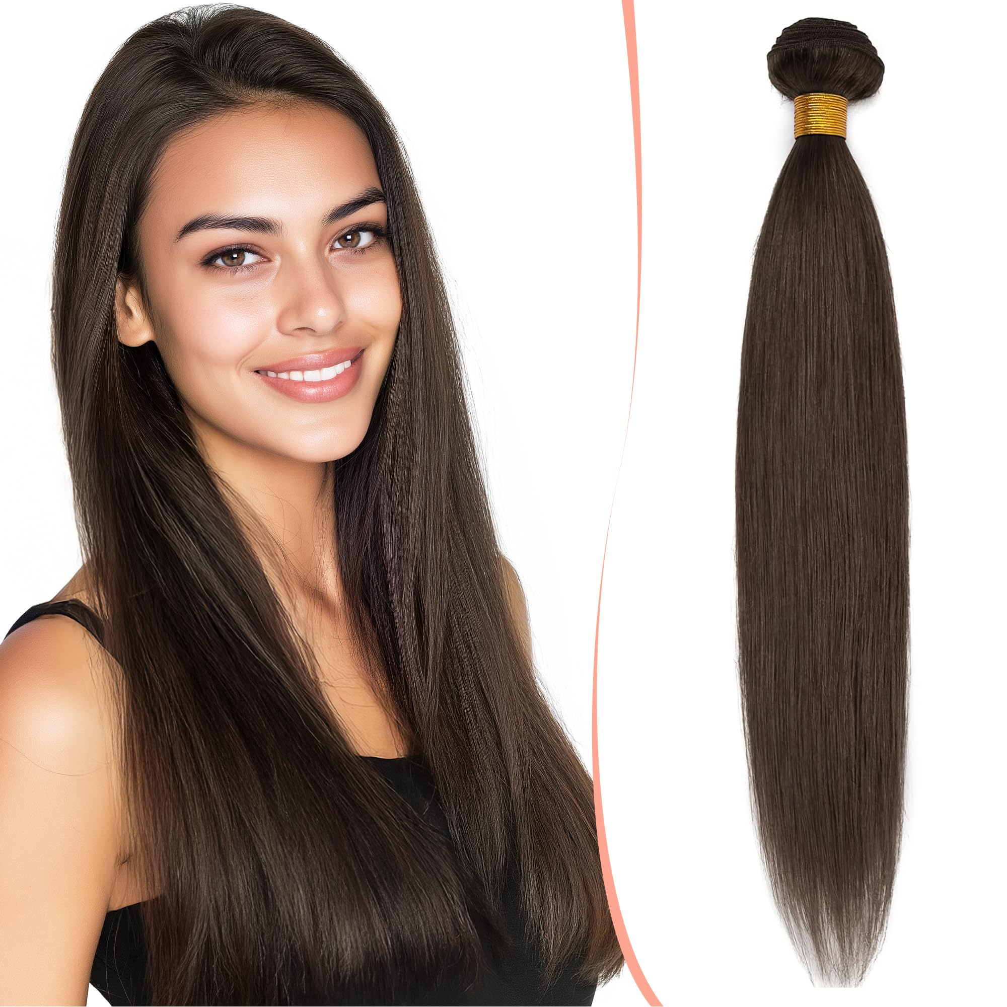 22 inches SEGO Straight Human Hair Bundles [#2 Dark Brown] Virgin Weave Hair Human Bundles Unprocessed Silky Human Hair Extensions No Clip (1 Bundle,100g)