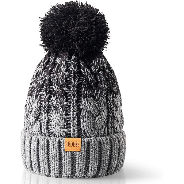 Simply Southern Grey Cable Knit PomPom‎ Beanie Hat Womens One Size Winter Warm Cable Knit Cap Gray Womens One Size Pom-Pom Winter Time and  main image 2