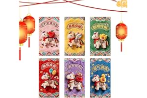 Chinese New Year Red Envelopes - 6-Piece Cute 2026 New Year Chinese - Horse Hong Bao Money Packet - for Greeting Cards Spring