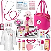Doctor Kit for Girls, 36 Pcs Veterinarian Playset for Kids, Doctor Kit for Toddlers 3-5 with Dog Toy & Real Stethoscope, Kids Vet Kit Pretend Play Doctor Toys, Doctor Play for Boys Girls