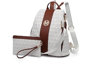 MKP COLLECTION Women Fashion Backpack Purse Multi Pockets Anti-Theft Rucksack Travel Shoulder Bag Handbag Set 2pcs