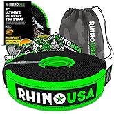 Rhino USA Recovery Tow Strap (2" x 20') - 20,024lb Break Strength - Emergency Recovery Strap Tow Rope for UTV, ATV & More - Heavy Duty Towing Strap for Offroad 4x4 Use - Compatible with RZR and Can-Am