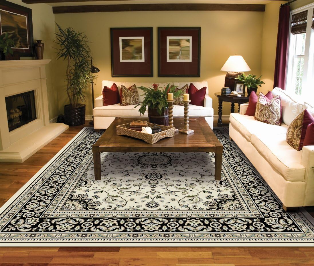 Amazon Com Large Rugs For Living Room Ivory Traditional Clearance Area Rugs 8x10 Under 100 Prime Rugs Home Kitchen