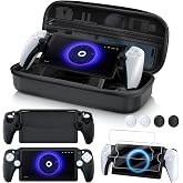 KINWIN 10 in 1 Carring Case Accessories Bundle for PlayStation Portal Black | EVA Hard Waterproof Case, Silicone Soft Protective Cover Case, 2 Pack Screen Protectors, 4 Thumb Grip Caps, for PS5 Portal
