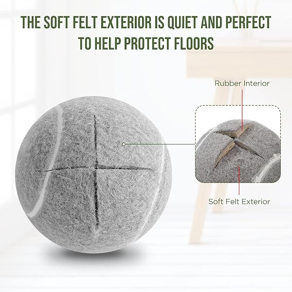 MACARRIE 100 PCS PRECUT TENNIS BALLS BULK FOR FURNITURE LEGS TENNIS BALL CHAIR FOOT COVERS FOR FLOOR PROTECTION BALL DESK LEG COVERINGS(GRAY)