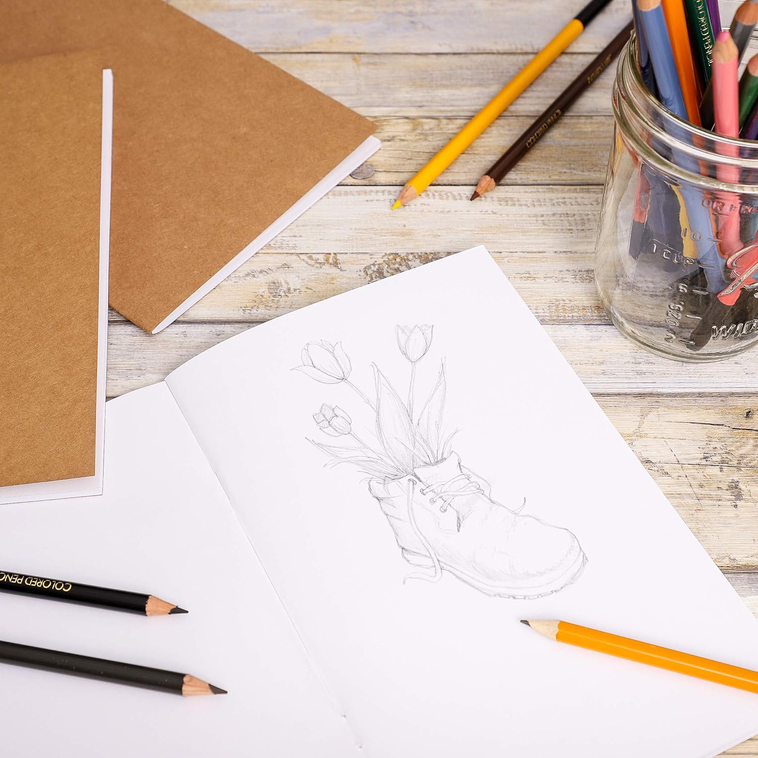 Paper Junkie 24 Pack Blank Kraft Notebooks A5, Bulk Blank Books To Write Stories, Notebooks for Kids Drawing, Sketching (14x21 cm) - Image 4