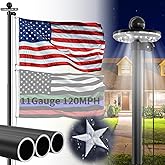 FFILY 11 Gauge Heavy Duty 25 FT Flag Pole with Solar Light, Unbending 120MPH Wind Resistance, 45K PSI & 95 HBW Hard Aerospace Aluminum Flagpole, In-Ground Flagpole Kit for Outside House