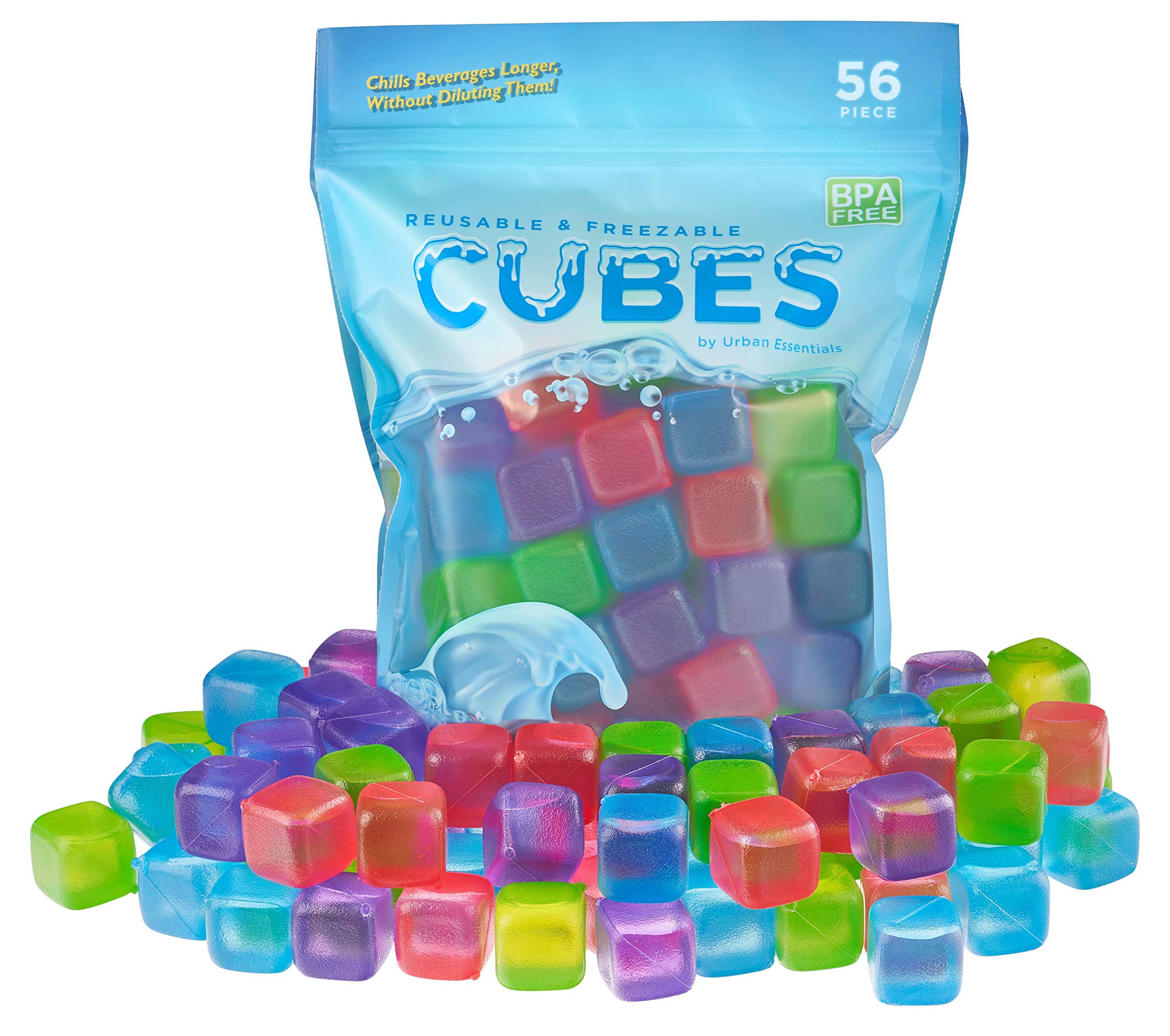 Urban Essentials Reusable Ice Cubes Quick Freeze Colorful Plastic