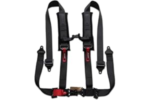 AAAA Aces Racing (Black) 4 Point Harness - Latch and link style - Universal - 2 Inch Webbing - Black Hardware