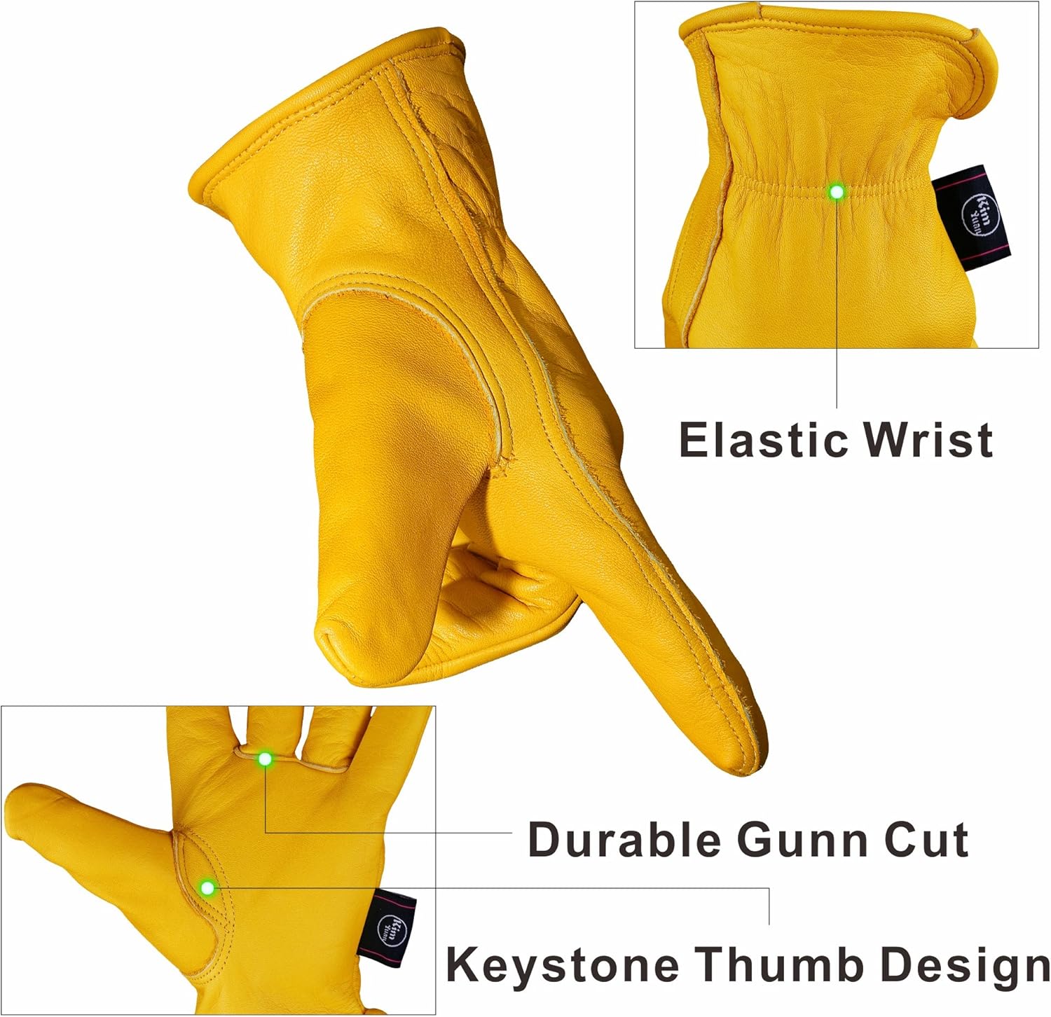 KIM YUAN Leather Work Gloves for Gardening/Cutting/Construction/Farm/Motorcycle, Men & Women, with Elastic Wrist, X-Large 1 Pair - Image 3