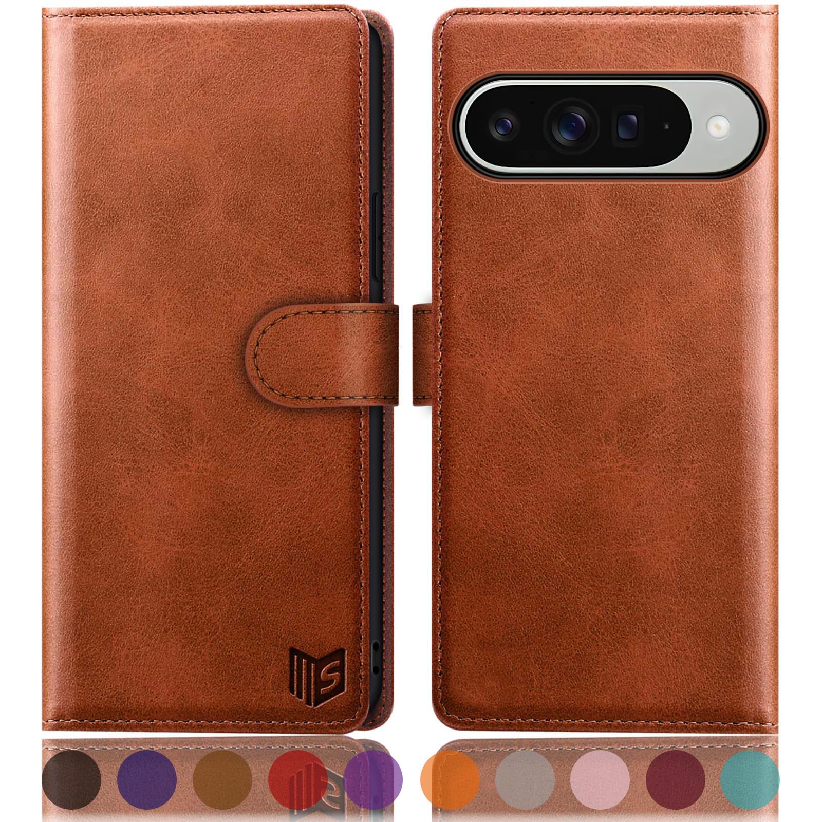 Photo 1 of SUANPOT Compatible with Google Pixel 10/10 Pro 6.3" Wallet case with RFID Blocking Credit Card Holder,Flip Book PU Leather Protective Cover Women Men for Pixel 10 Phone case Light Brown