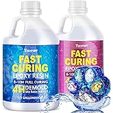 Teexpert Fast Cure Epoxy Resin: 4 Hours Demold 128OZ Bubble-Free & Anti-Yellowing Crystal Clear Art Resin Kit for Wood Casting/Table Top/Jewelry Making,Self-Leveling Resina for Beginners and Artis
