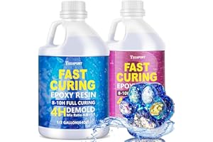 Teexpert Epoxy Resin - Fast Curing Resin 1 Gallon 4 Hours Demold Crystal Clear & Self-Leveling Casting Resin 8-10 Hours Quick Cure Epoxy Resin Kit for Jewelry, Ring, Keychains, Coaster, Wood, Molds