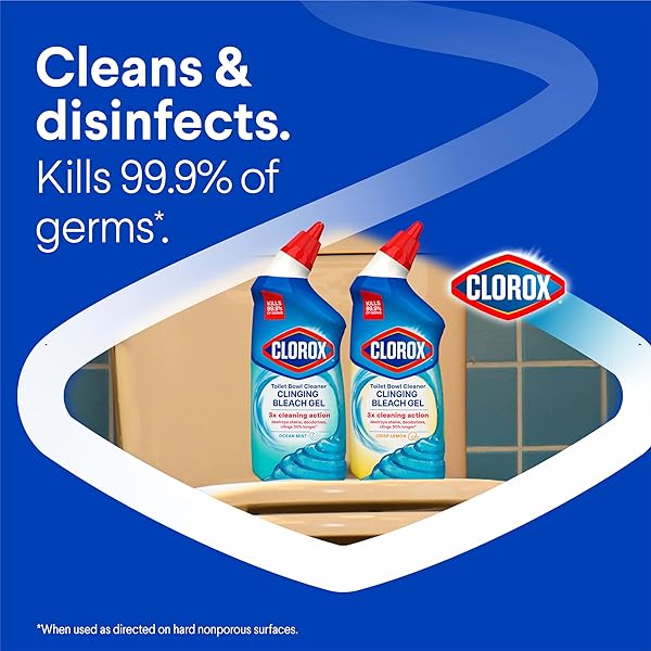 CLOROX TOILET BOWL CLEANER CLINGING BLEACH GEL, OCEAN MIST, 24 FL OZ, PACK OF 2 (PACKAGE MAY VARY)
