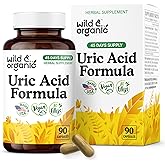 Wild & Organic Uric Acid Formula Capsules - Uric Acid Cleanse Support - Antioxidant Supplement with Tart Cherry Powder, Dandelion Root & Celery - Vegan, No Fillers, Non-GMO - 90 Count