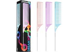 FRAMAR Dreamweaver Highlight Comb Set - Professional Highlighting Comb With Parting Tip, Hair Dye Comb, Foiling Combs For Highlighting, Highlight Combs For Highlighting – 3 Pack Pastel