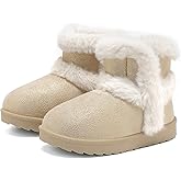 Cubufly Toddler Little Girls Boots Warm Winter Kids Ankle Fur Lined Snow Shoes Non-Slip