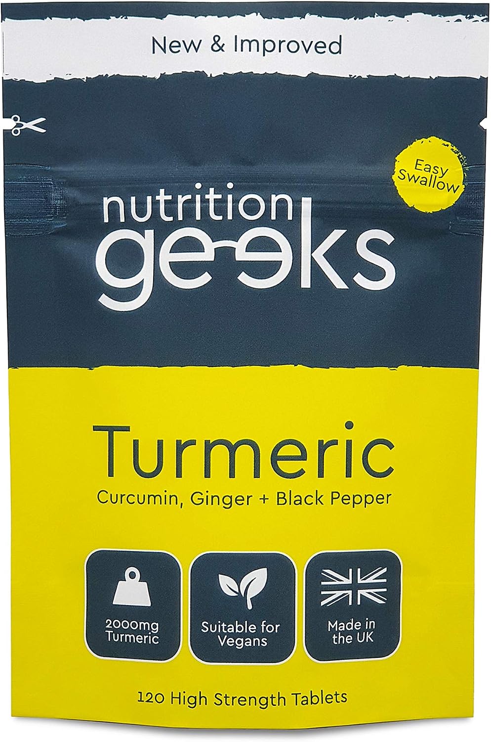 Turmeric Tablets 2000mg with Black Pepper & Ginger, 120 High Strength Curcumin Supplements