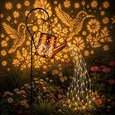 Solar Watering Can Light, LED String Lantern, Hummingbird Garden Yard Decor | Sturdy metal body hangs beside patios, lawns, planters and walkways; a lovely present for moms, grandmas and bird lovers.