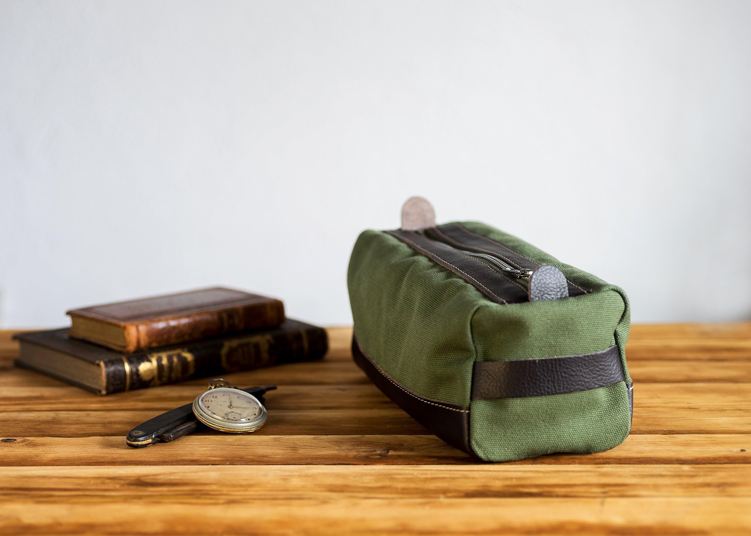Leather Canvas Dopp Kit Toiletry Travel Bag for Men Father's Day Gift