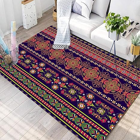 Amazon 玄関マット 室内 柄 かわいい おしゃれ 美しい ネイティブ柄 ラグマット アジアン ベルギー絨毯 屋内 1 160cm 風水 カラー マット ラグ カーペット グリーン マイクロファイバー ラグ カーペット オンライン通販
