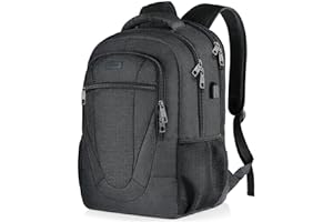 BIKROD Travel Laptop Backpack, 17 Inch Extra Large School Backpacks for Teen Boys and Girls, Black Water Resistant Women Back Pack, Business Men Sturdy Computer Bag with USB Charging Port, Gifts
