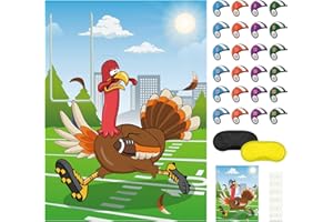 FEPITO Pin The Hat on The Turkey Thanksgiving Games Festive Fall Party Activities for Thanksgiving Party Favors