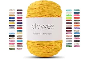 Clowex Polyester Soft Macrame Cord 2.5-3mm, 191 Yards x 1/9 inc Turkish Polyester Rope, Braided Macrame Yarn for DIY Crafts, Plant Hanger, Wall Hanging, Macrame Bag