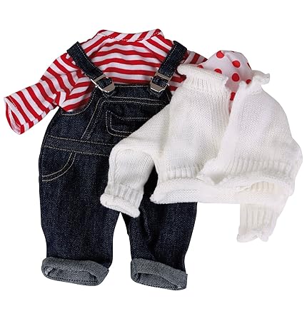 Götz 3401998 Babypuppen Latzhosen Set - Matrose Puppenbekleidung Gr. S - 4-teiliges Bekleidungs- und Zubehörset für Babypuppe