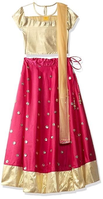 Girl's Synthetic Lehenga Choli (ILW19I56086I_Fuschia_5-6 Years)