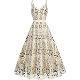 Long Floral Embroidery Dress for Women Flower Embroidered Maxi Dress Spaghetti Straps Formal Evening Party Tulle Prom Dress