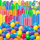 Jumlys 1500 PCS 2.4" Plastic Easter Eggs, Empty Fillable Colorful Easter Eggs with Hinge, Perfect for Easter Hunt, Basket Stuffers & Party Favors