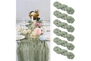 SHOWGEOUS 6 Pack Sage Green Cheesecloth Table Runner Gauze Table Runner 10FT Long Semi-Sheer Table Runner Boho or Rustic Wedding Table Decor for Wedding Decor Arch Draping Holiday Party St Patricks Day